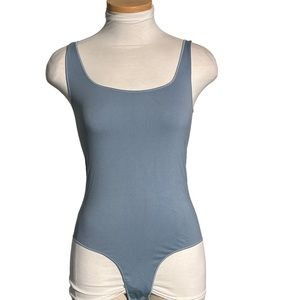 Skims Square Neckline Bodysuit in Light Blue Size XXS XS